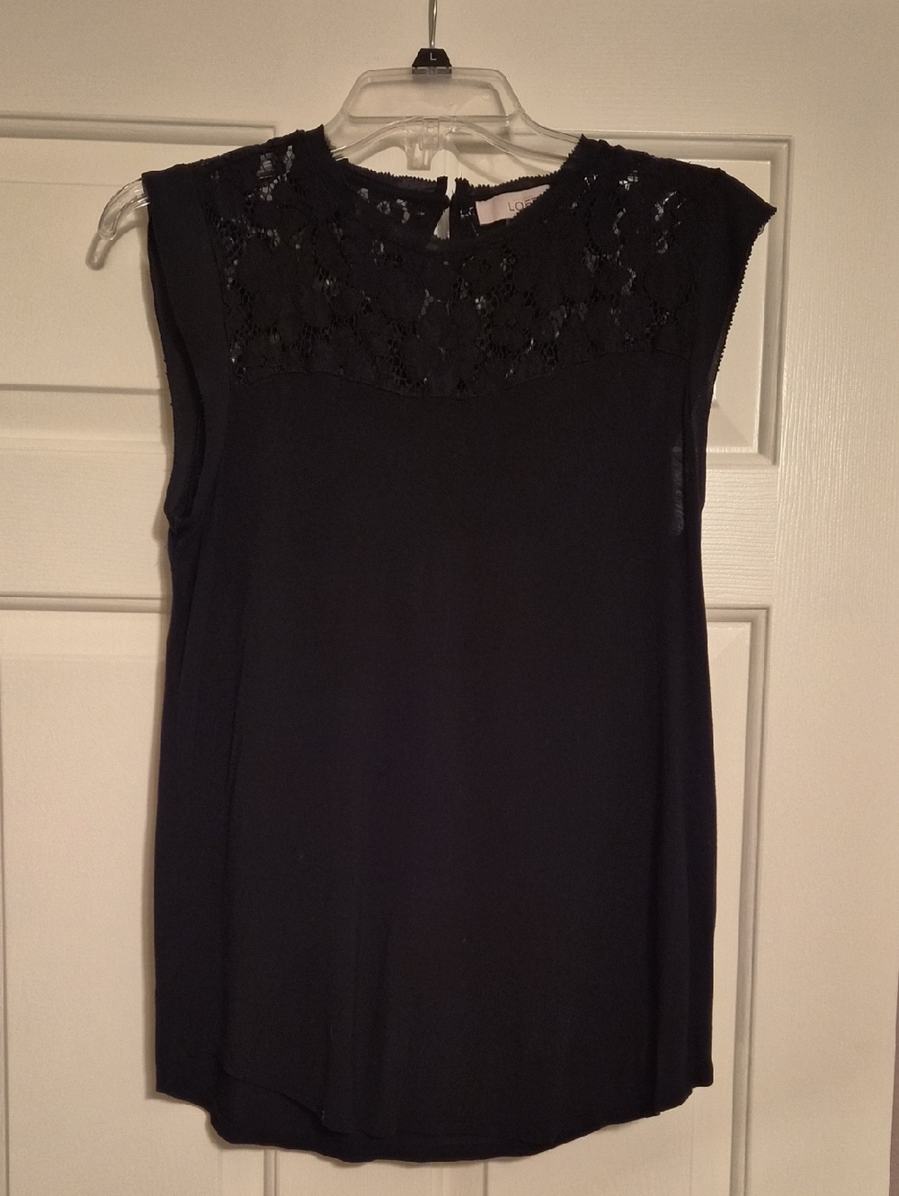 LOFT Black Lace Yoke Sleeveless Camisole